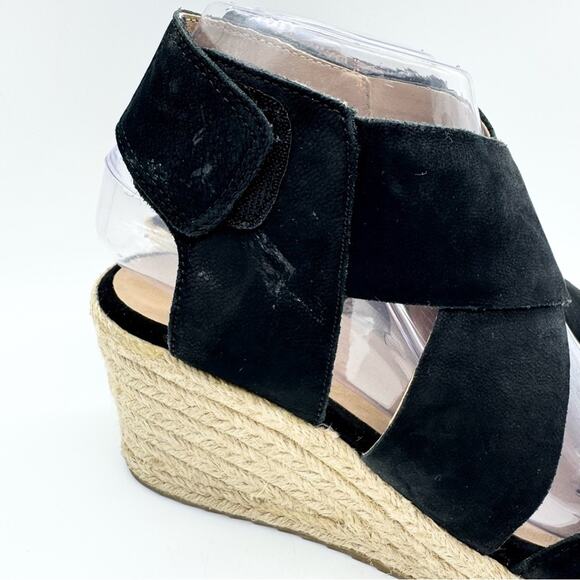 Soul Naturalizer Oshay Black Leather Espadrille Strappy Wedge Heel Sandal Size 6 - Picture 3 of 14